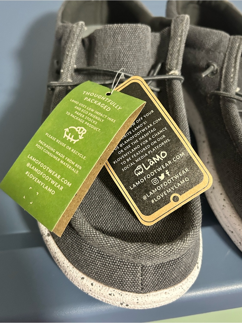 Lamo Boys Charcoal Gray Canvas Slip-On Loafers - Picture 5 of 7